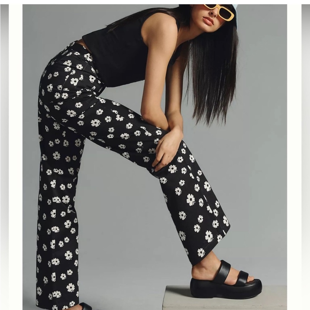 Black Floral Wide-Leg Pants - Women
